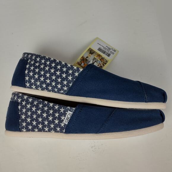 Toms Classic Americana Navy Canvas Stars Flats Size 10W - Picture 7 of 8
